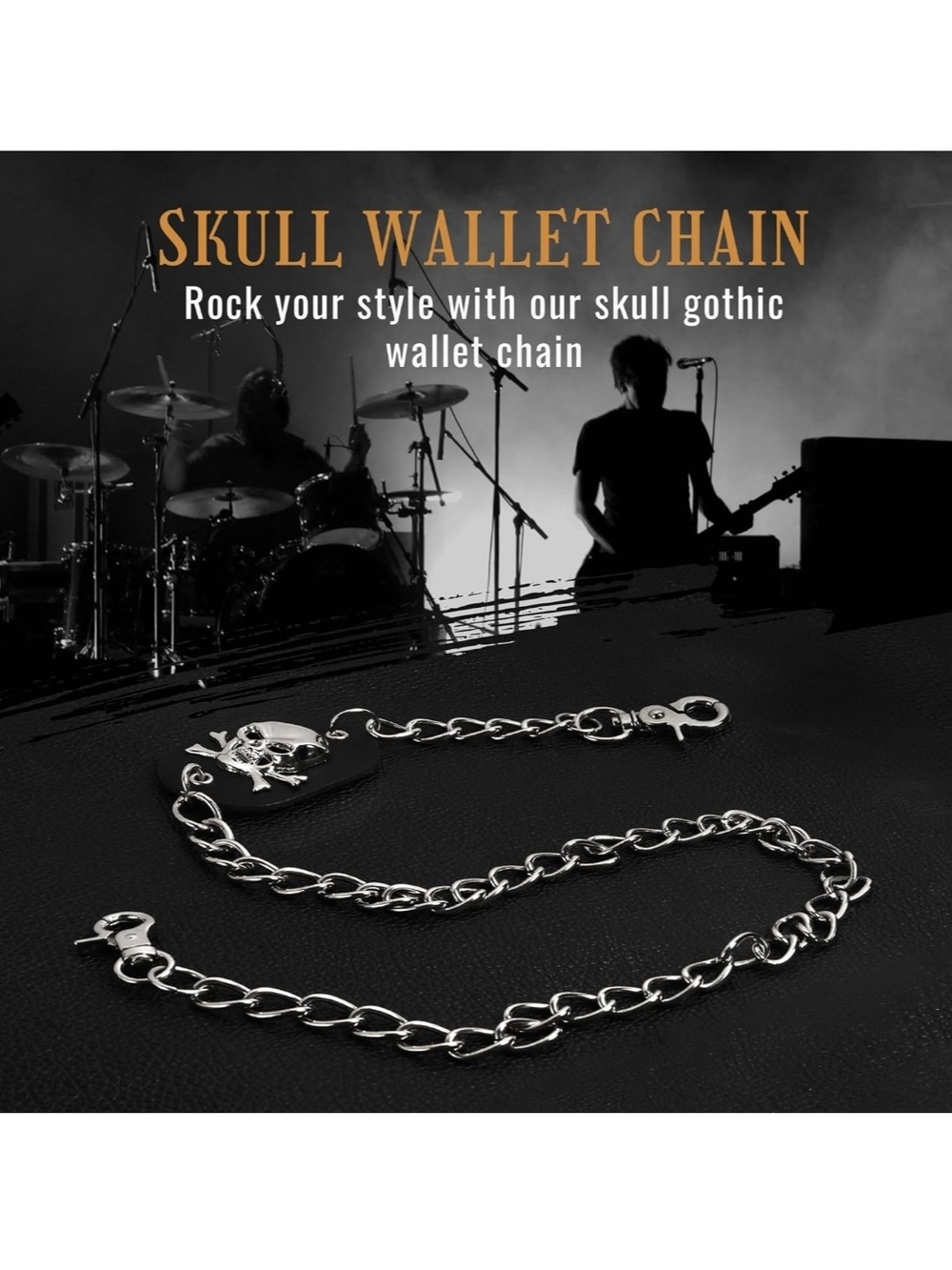 Black Skull & Roses Chain Wallet - Picture 5 of 5